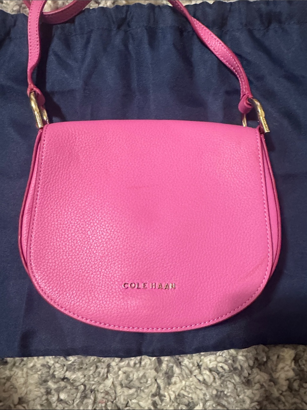 Cole Haan Hot Pink Pebbled Leather Crossbody Bag
